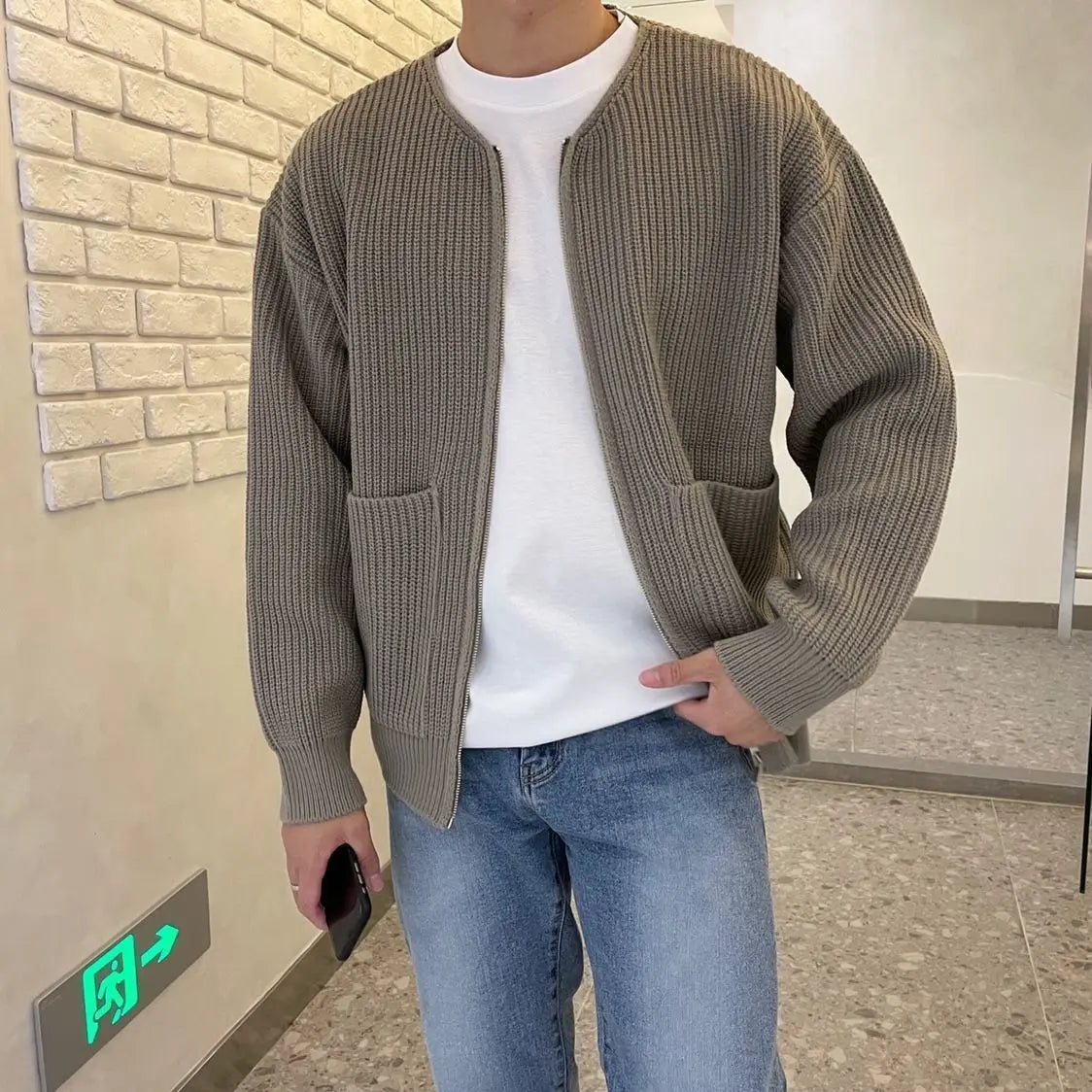 “Fall Antics” Men’s Knitted Oversized Designer Long Sleeve Sweater