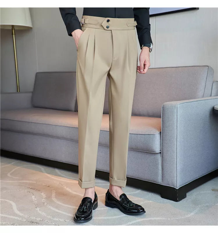 “Word Of Mouth” Men’s High Waist Designer Slim Fit Business Casual Dress Pants