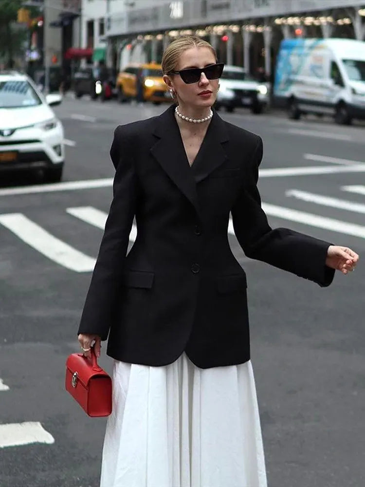"Delevigne" Women's Single Breasted Cinched Waist Designer Suit Jacket