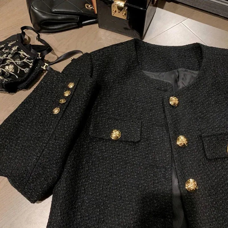 “Juliette” Women’s Elegant Button Up Tweed Jacket
