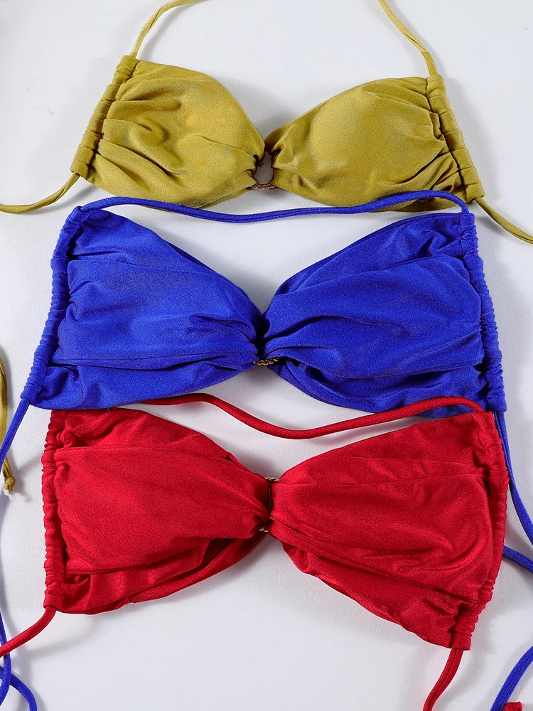 "Minka" Pleated Ring Cut Bikini
