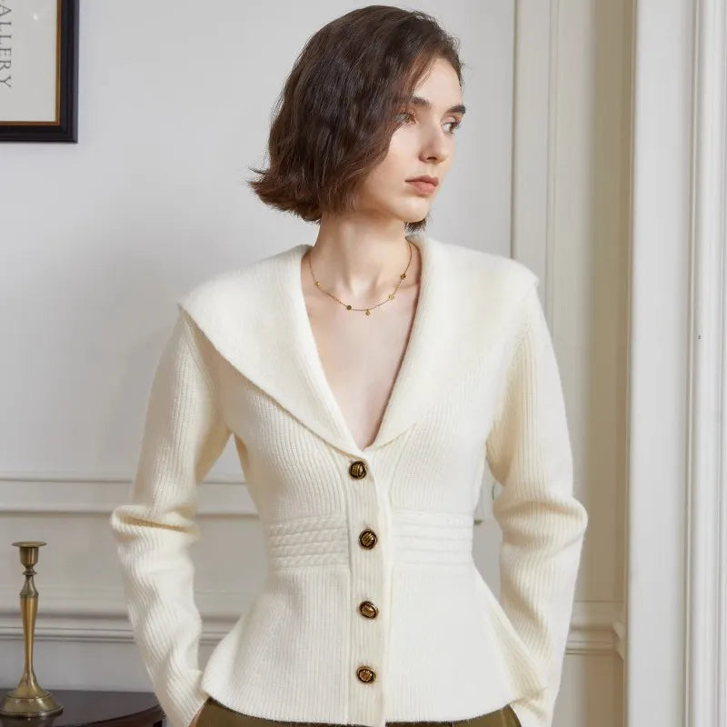“Vivian” Women’s Knitted V-Neck Cashmere Sweater