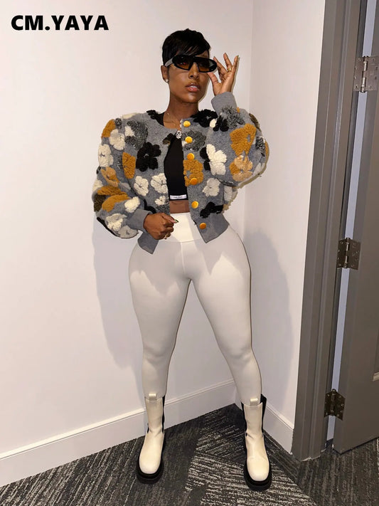 “Sauced Up” Elegant Front Floral Print Long Sleeve Jacket