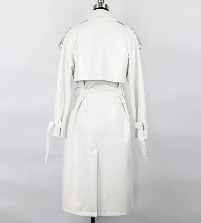 ”Lead Me On” Long Sleeve Designer Leather Trench Coat