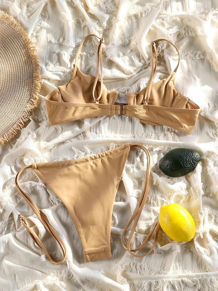 "Minka" Pleated Ring Cut Bikini
