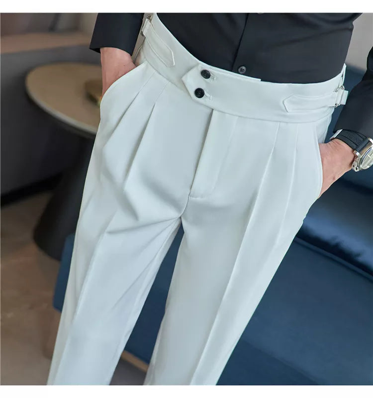 “Word Of Mouth” Men’s High Waist Designer Slim Fit Business Casual Dress Pants