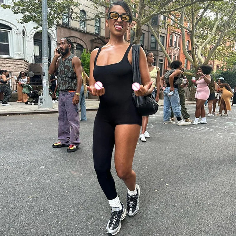 "Hotties" Women's Sexy Black Asymmetrical One Piece Jumpsuit