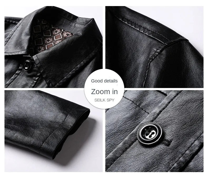 “Silky” Men’s Classic Designer Faux Leather Biker Jacket