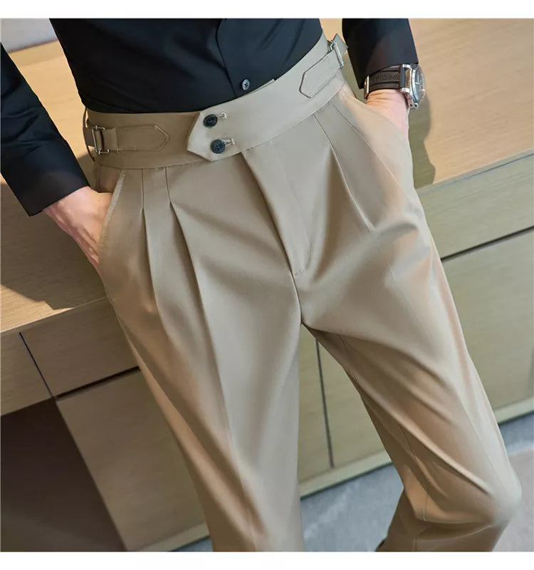 “Word Of Mouth” Men’s High Waist Designer Slim Fit Business Casual Dress Pants