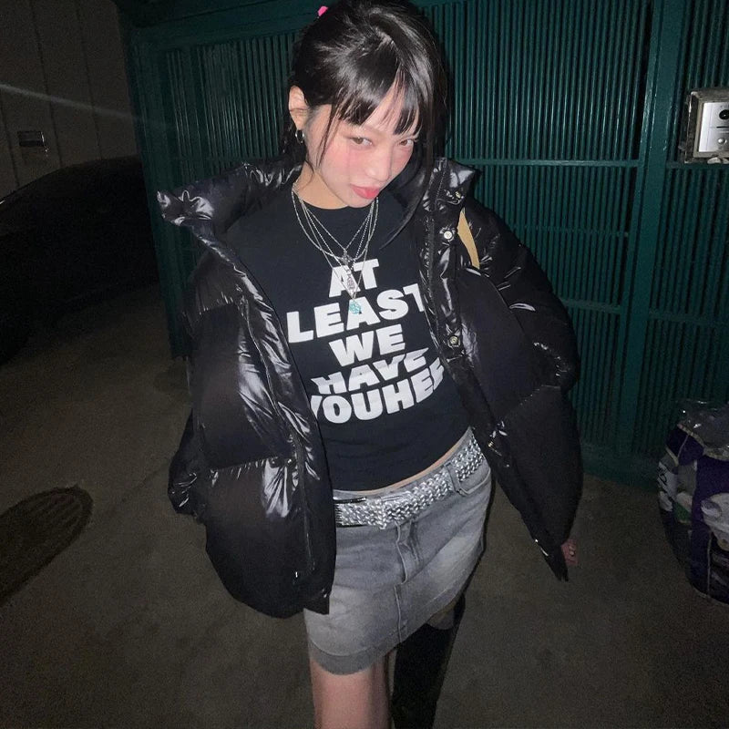 "At Least We Have You" Women's Graphic Print Retro Y2K Style Cropped T-Shirt