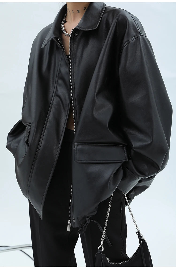 "Trinity" Women's Waterproof Long Sleeve Oversized Faux Leather Jacket