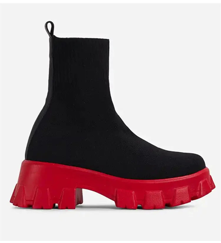 "Platform Dreamin" Women's Designer Slip On Knitted Platform Boots