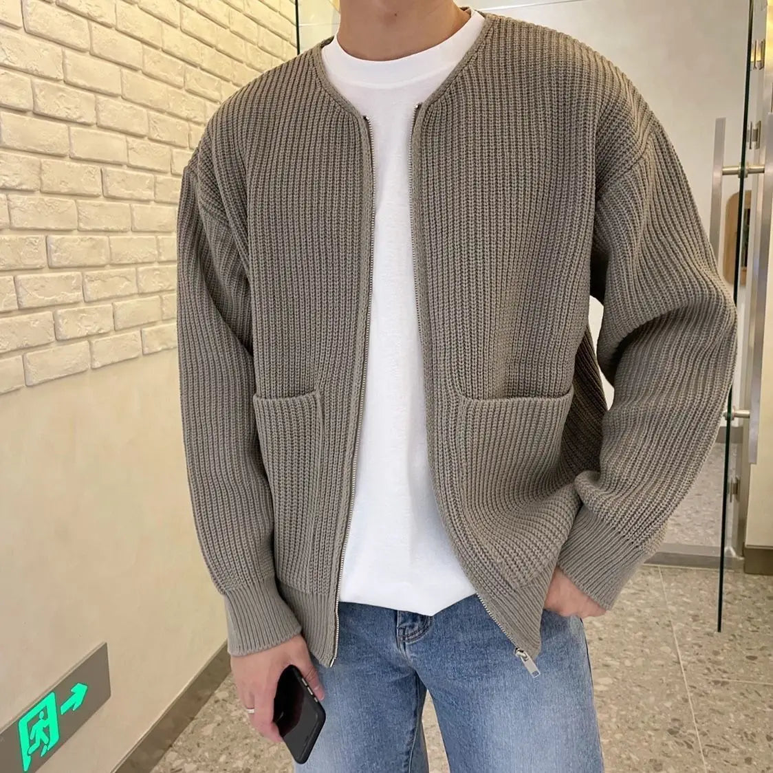“Fall Antics” Men’s Knitted Oversized Designer Long Sleeve Sweater