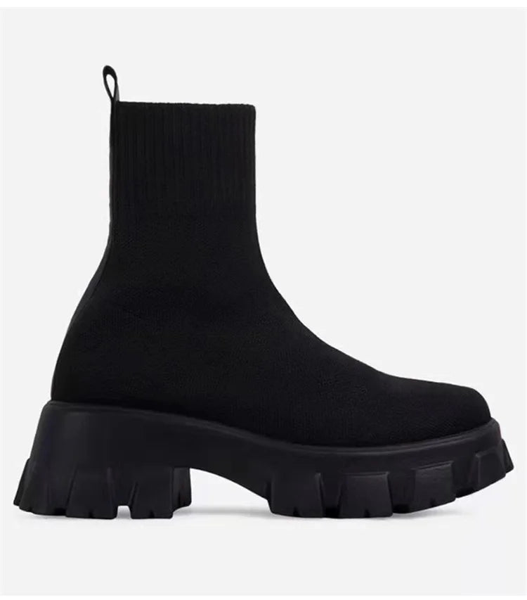 "Platform Dreamin" Women's Designer Slip On Knitted Platform Boots