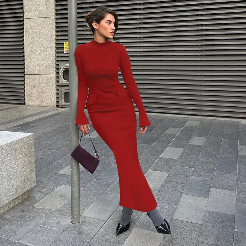 "Willow" Turtleneck Long Sleeve Maxi Dress