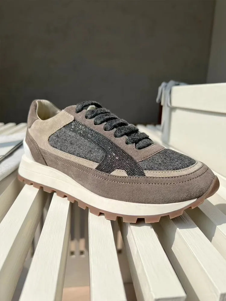 “Elisia” Women’s Italian Catskin Stitch Sneakers