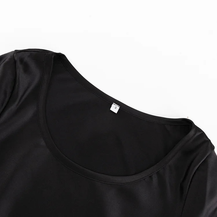 "Opera" Black Satin Bandage Maxi Dress
