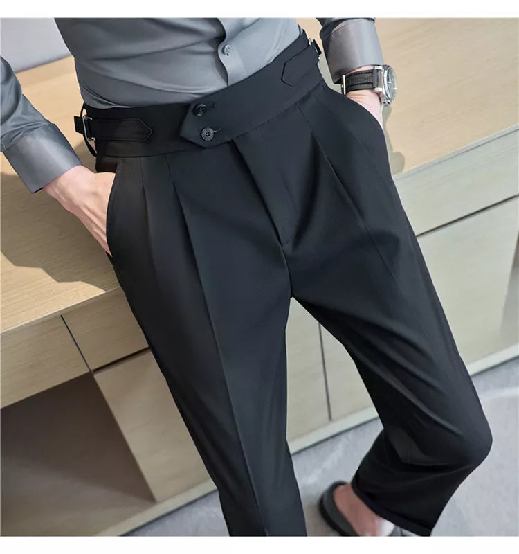 “Word Of Mouth” Men’s High Waist Designer Slim Fit Business Casual Dress Pants