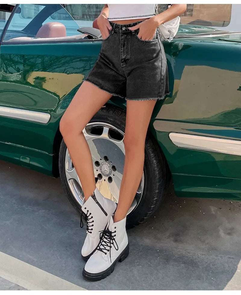 “Mid 90s” Women’s Casual Chic High Waist Denim Jean Shorts