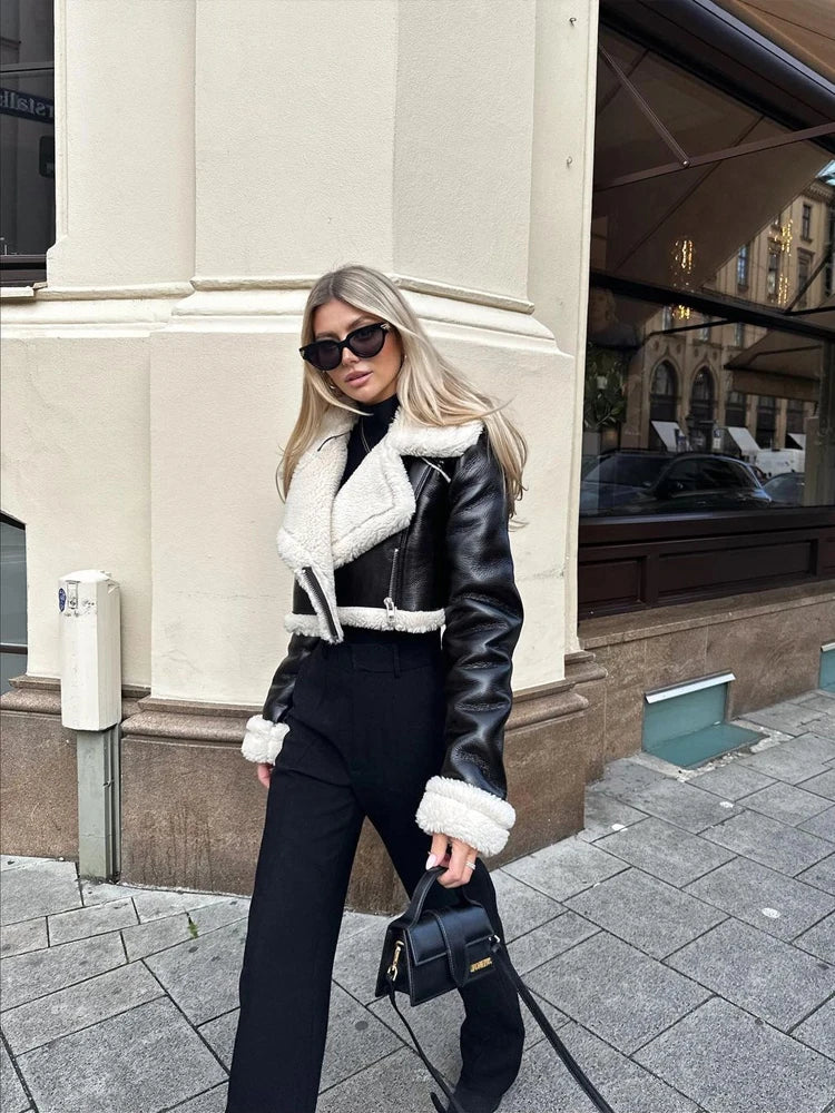 “Try Again” Women’s Vintage High Street Style Lambswool Winter Coat
