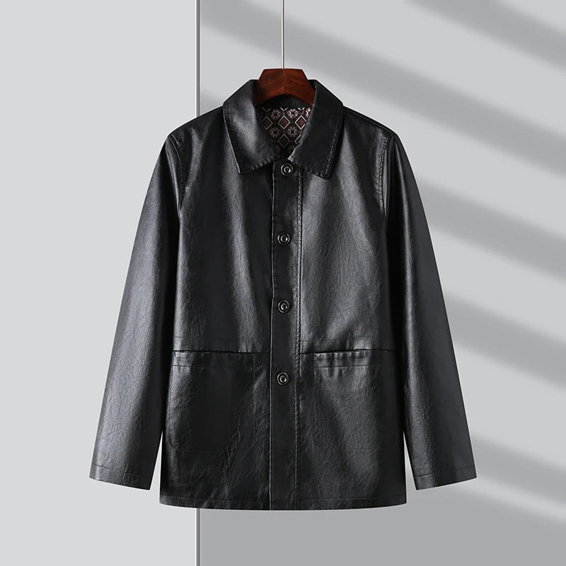 “Silky” Men’s Classic Designer Faux Leather Biker Jacket