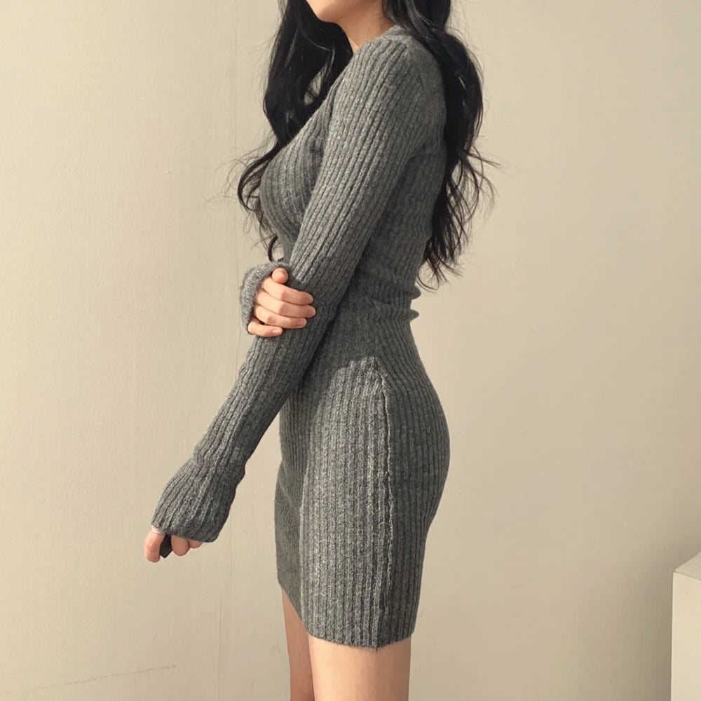 “Not So Innocent” Women’s Long Sleeve Knitted  Sweater Dress