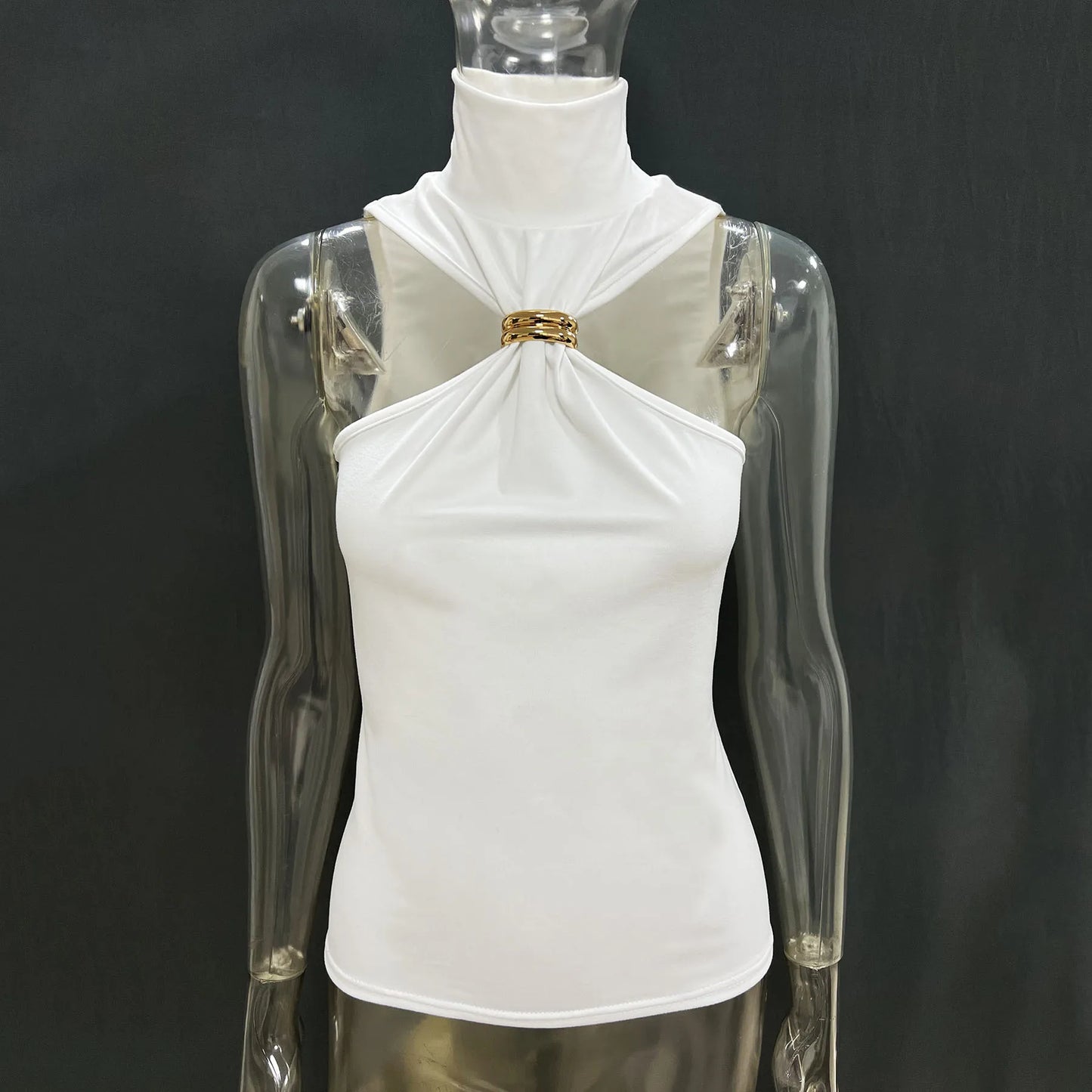 "Mrs. Banks" Women's Elegant Sleeveless Turtleneck Top