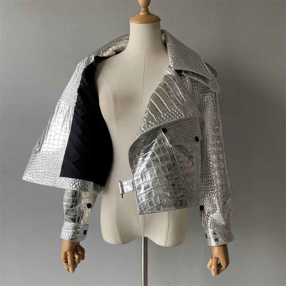 “Diamond” Women’s Sheepskin Designer Leather Jacket