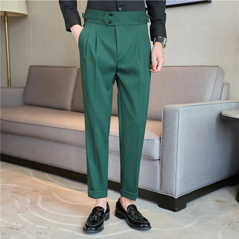 “Word Of Mouth” Men’s High Waist Designer Slim Fit Business Casual Dress Pants