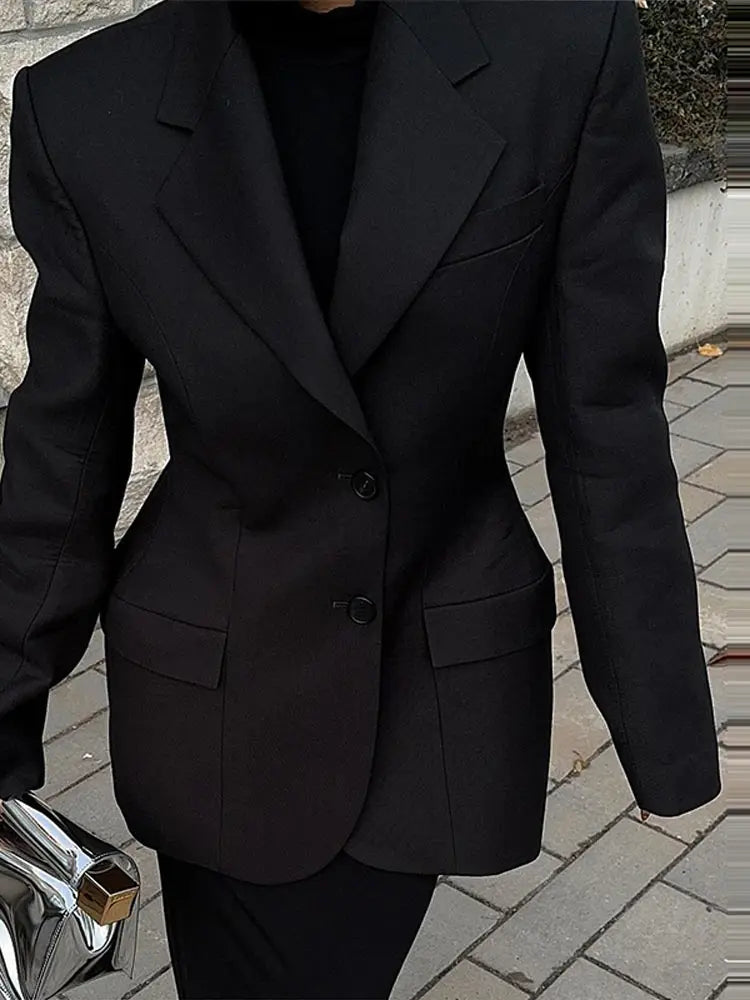 "Delevigne" Women's Single Breasted Cinched Waist Designer Suit Jacket