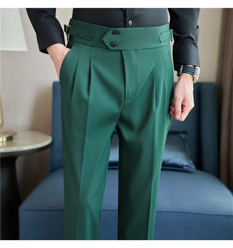 “Word Of Mouth” Men’s High Waist Designer Slim Fit Business Casual Dress Pants