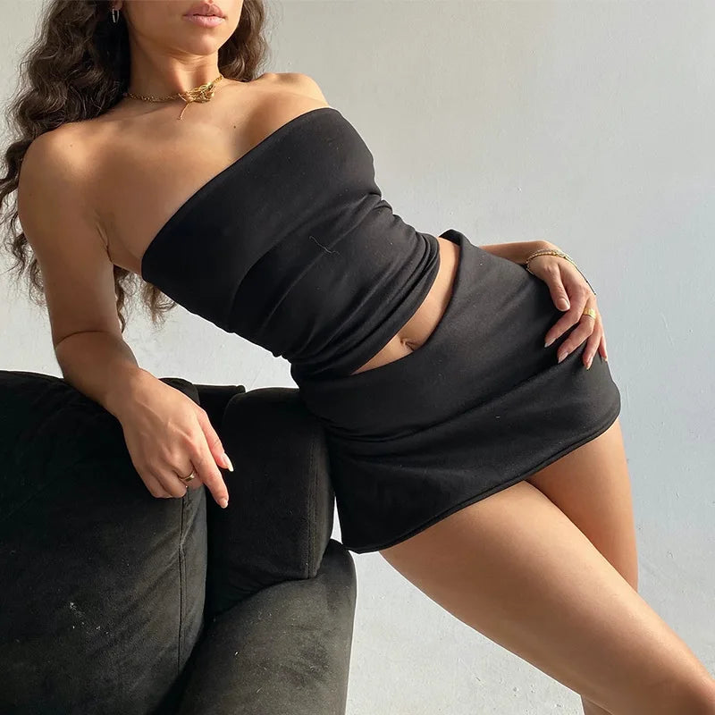 “Focus On Me” Women’s Sexy Y2K Style Two Piece Bodycon Outfit Set