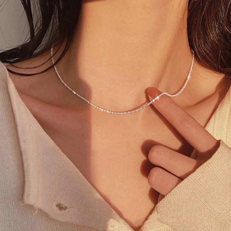 “Styla” Women’s Sparkling Silver Diamond Crusted Choker