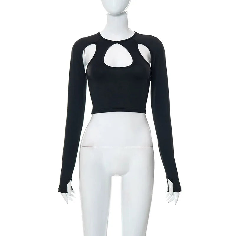 "Call Me Shallow" Y2K Style Long Sleeve Crop Top