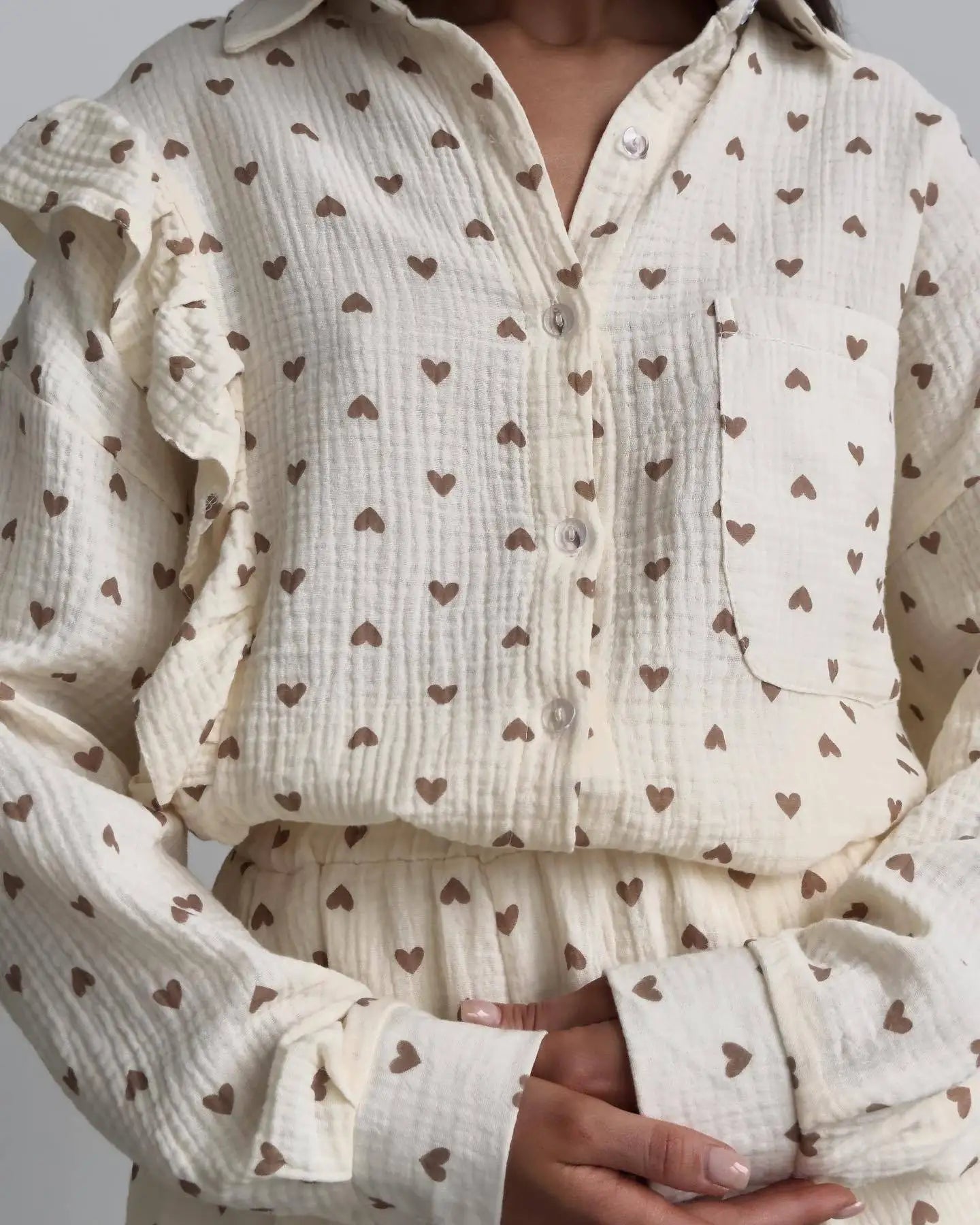 “Binded Lovers” Women’s Casual Long Sleeve 2 Piece Linen Outfit Set