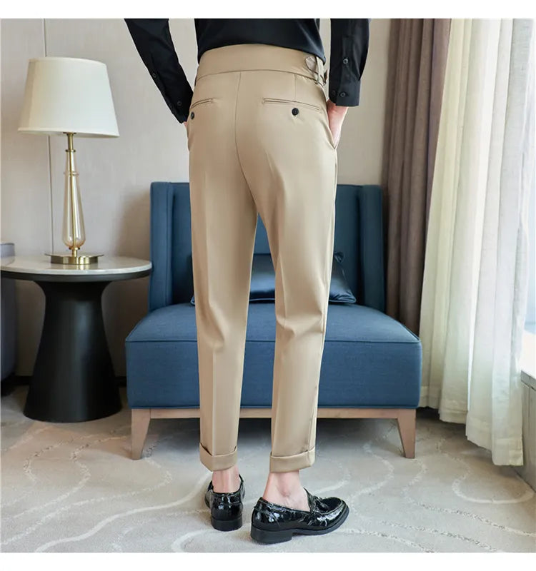 “Word Of Mouth” Men’s High Waist Designer Slim Fit Business Casual Dress Pants