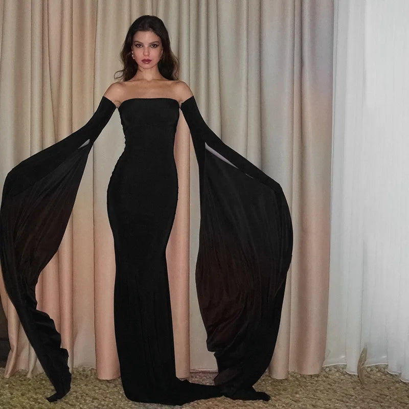 "Monroe" Women's Sexy Backless Strapless Long Sleeve Maxi Dress