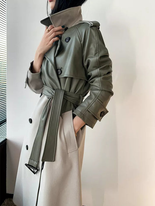 ”Volaire” Women’s Italian Leather Trench Coat