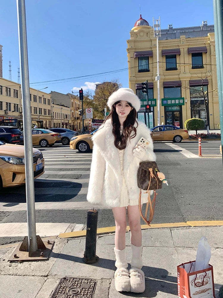 "Milan" Women's Designer Oversized Thick Fox Fur Coat