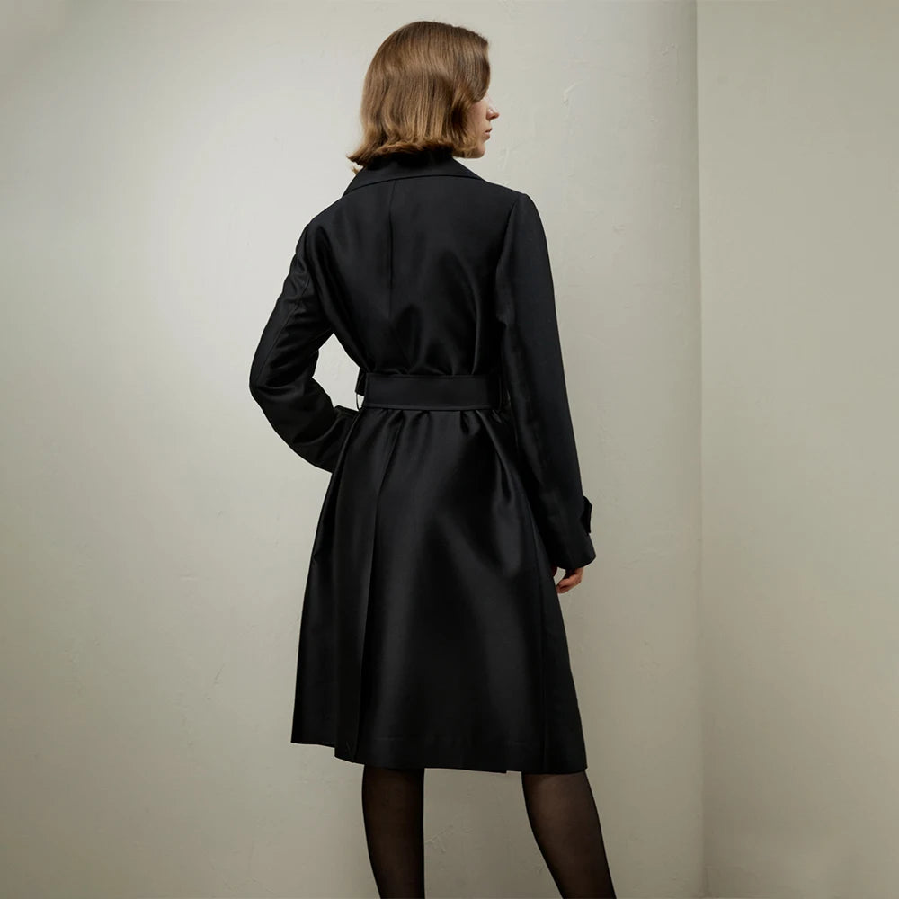 ”Angelique” Women’s Mulberry Silk Designer Trench Coat