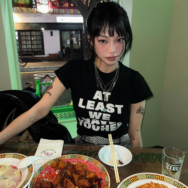 "At Least We Have You" Women's Graphic Print Retro Y2K Style Cropped T-Shirt
