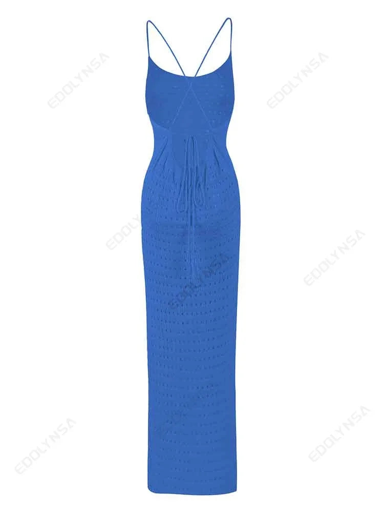 "June" Knitted Backless Bodycon Maxi Dress