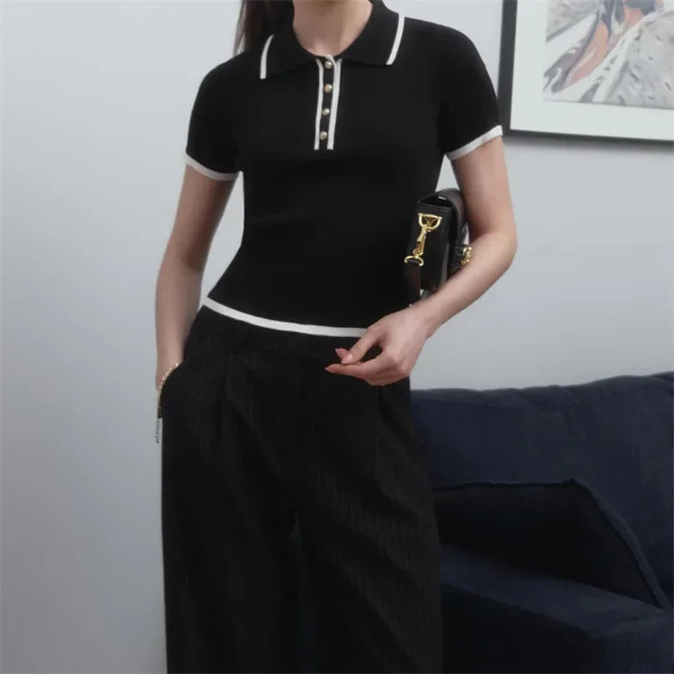 "Breeze" Women's Short Sleeve Knitted Polo Shirt