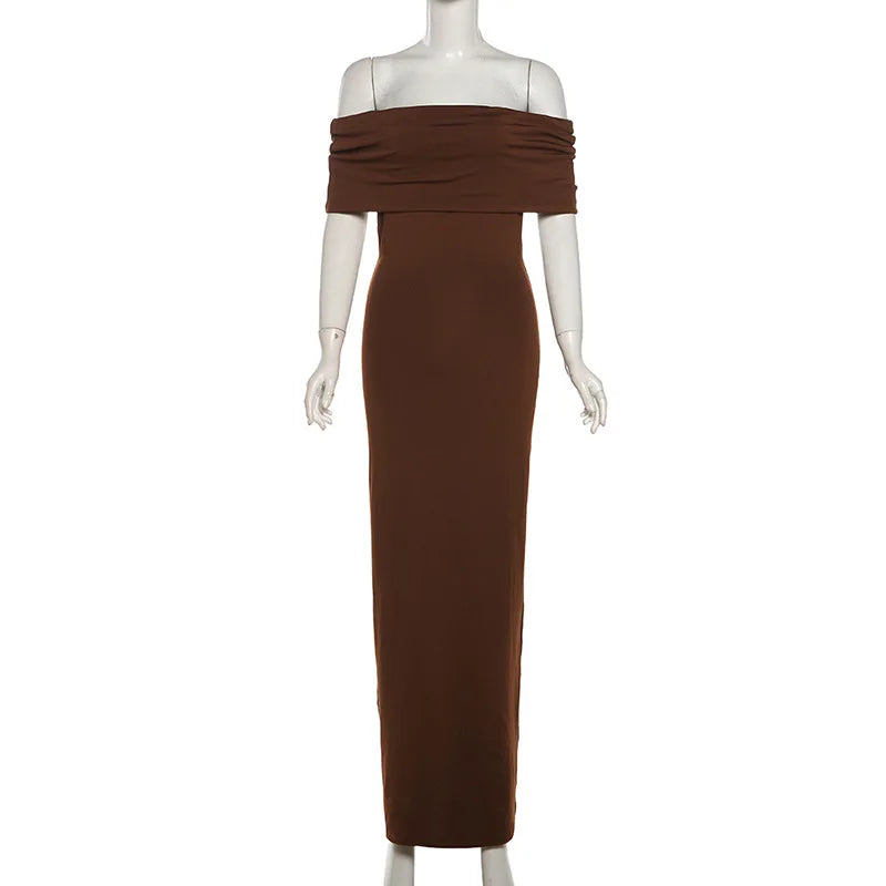 "Elena" Women's Backless Off Shoulder Bodycon Maxi Dress