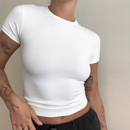 "Lé Tee" Women's Short Sleeve Casual Crop Top