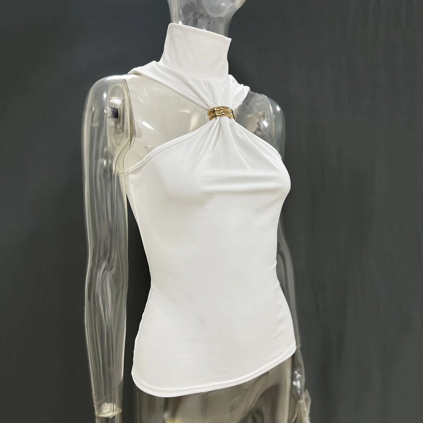 "Mrs. Banks" Women's Elegant Sleeveless Turtleneck Top