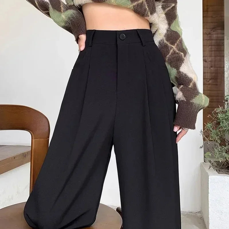 "Moments" Breathable Wide Leg High Waist Office Pants