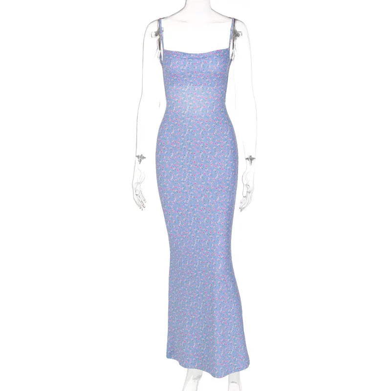 “Daffodil” Women’s Sexy Floral Backless Maxi Sundress