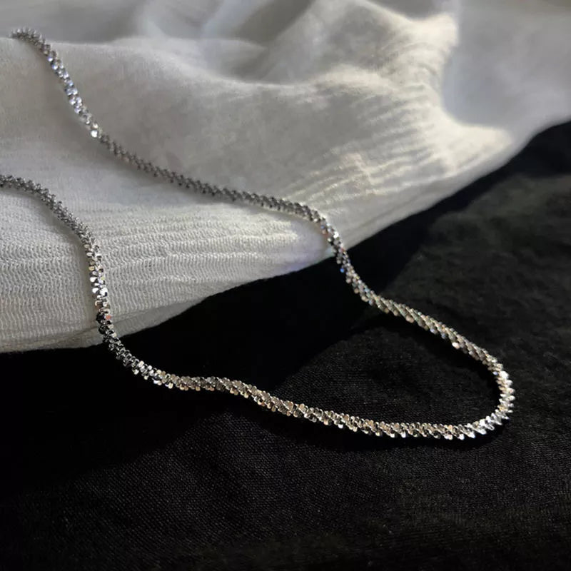 “Styla” Women’s Sparkling Silver Diamond Crusted Choker