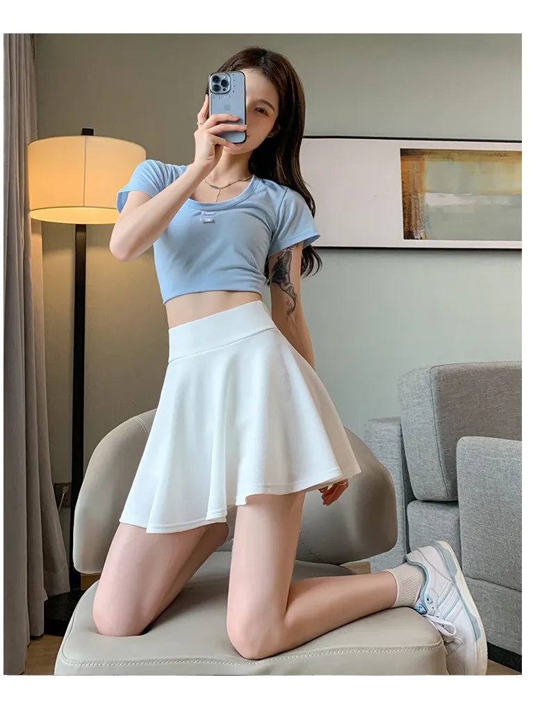 “Delicate” Women's Elastic Korean Style High Waist Mini Skirt